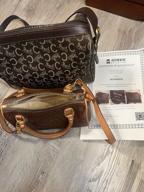 Celine Brown and Tan Monogram with COA Crossbody bundle with Etro crossbody